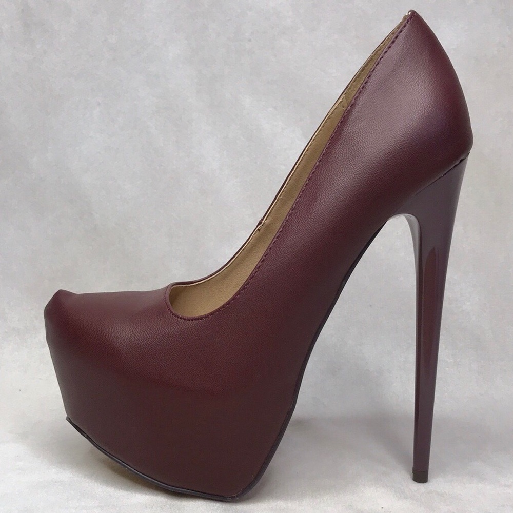 Maroon Red Platform Stiletto Heels
